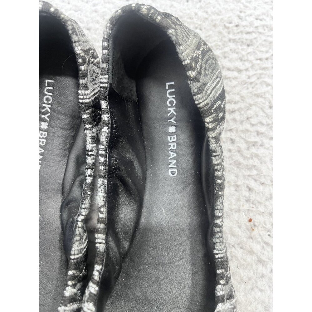 Lucky Brand Ballet Flats Womens 9.5 Emma Black Aztec Print Stretch - Picture 2 of 8
